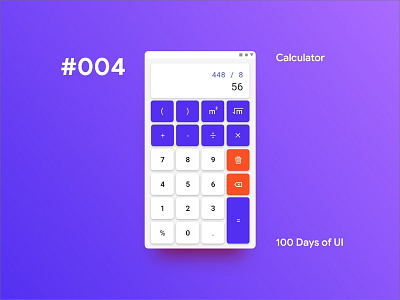 100 Days of UI - #4 Calculator 100 day ui challenge android blue calculator gradient mobile app ui