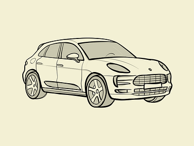 Porsche Macan Outlines Drawing