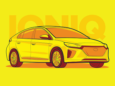 Hyundai Ioniq - Hot Color Scheme color scheme hot hybrid hyper island hyundai illustration ioniq vector yellow