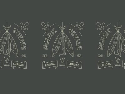 Nordic Voyage badge design fish illustration pattern type typography vector
