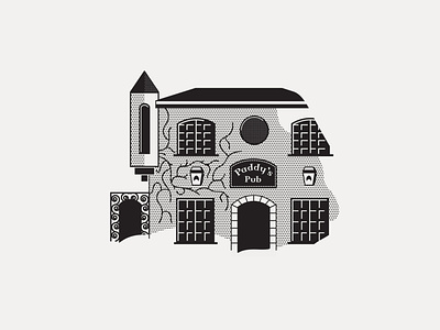 ---18/52--- Paddy’s Pub black and white design dive bar halftone illustration industrial irish monoline pub retro vector