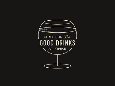 Drinks at Finks badge bar cocktails design illustration retro type typography vector