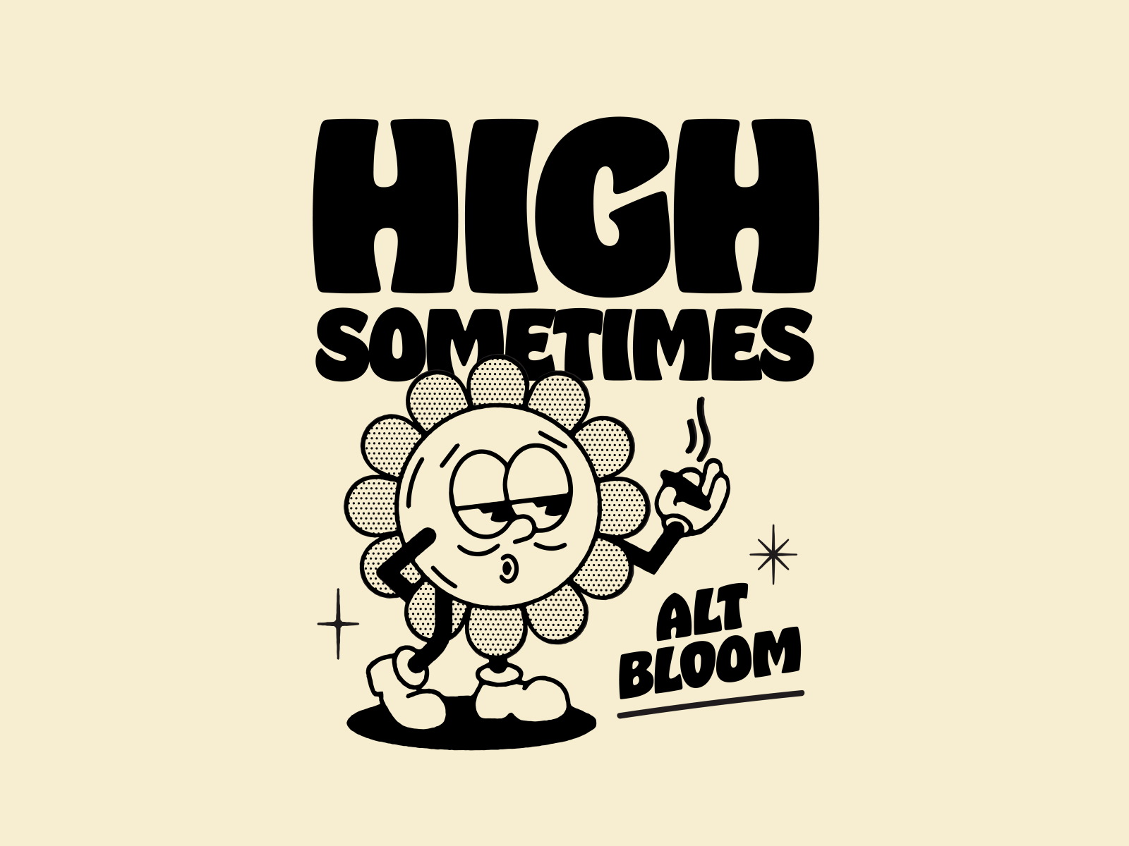 Alt Bloom: High Sometimes cannabis character character design design illustration music retro type typography vector