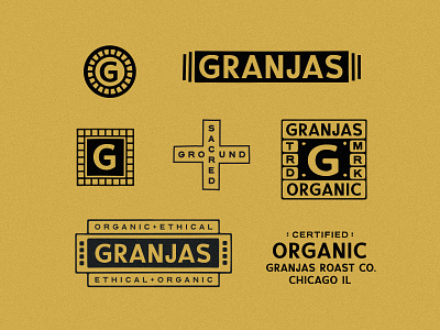 Granjas Organic Coffee badge badge design branding coffee coffee branding design organic packaging retro type typography vector
