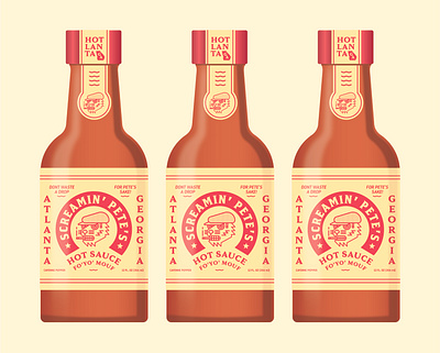 Screamin' Pete's Hot Sauce badge branding design illustration logo package design packaging type typography vector