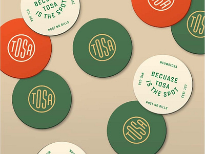 Tosa is the spot badge branding coaster design logo retro type typography vector