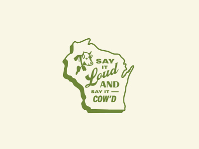 Loud & Cow'd badge design enamel pin illustration retro type typography vector wisconsin