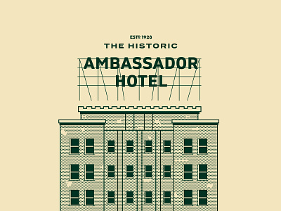 ---3/52--- The Ambassador Hotel branding design found type hotel illustration retro sign signage type typography vector