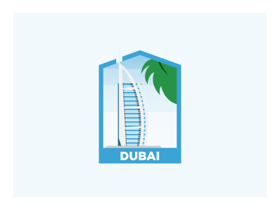 Dubai destination hotel illustration jumeirah beach hotel luggage tag travel vector