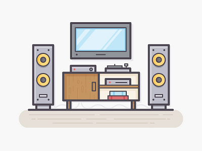 Living Room 365 daily challenge icon stereo television turntable tv vector