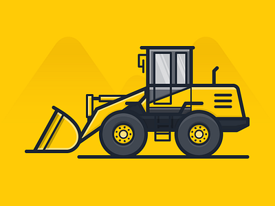 Digger construction icon job site outline vector vehicle