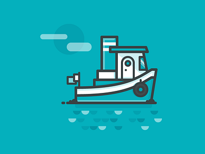 Tugboat boat daily challenge icon lake ocean outline sea ship vector water