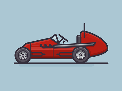 Midget Racer car daily challenge icon outline race vector vehicle vintage