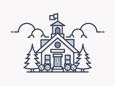 School House daily challenge house icon outline school vector