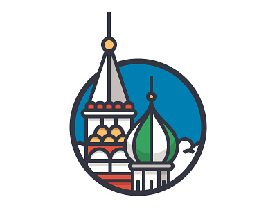 Russia building cloud daily challenge icon kremlin outline vector