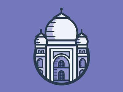 Taj Mahal building daily challenge icon india outline vector