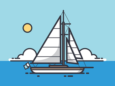 Sailboat boat daily challenge icon lake ocean outline vector water