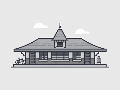 Ravinia Rail Station daily challenge home house icon outline railroad vector