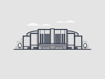 United Center arena blackhawks building bulls chicago clouds daily challenge icon outline stadium tree vector