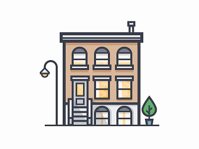 Clinton Hill 365 daily challenge brownstone home house icon new york outline vector