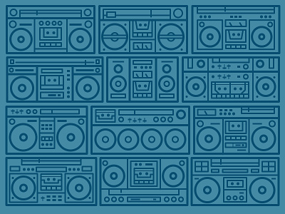 Wall of Sound boom box break dance cassette daily challenge icon music o zone pattern radio speaker turbo vector