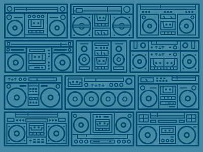 Wall of Sound boom box break dance cassette daily challenge icon music o zone pattern radio speaker turbo vector