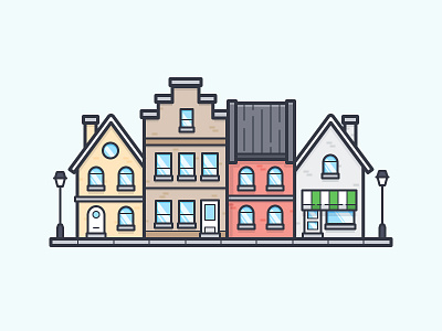 City Landscape block building city daily challenge home house icon store street vector