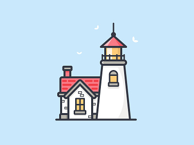 Lighthouse birds daily challenge house icon lake ocean sea vector water