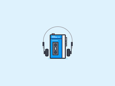 Walkman 80s daily challenge headphones icon music sony tape player vector
