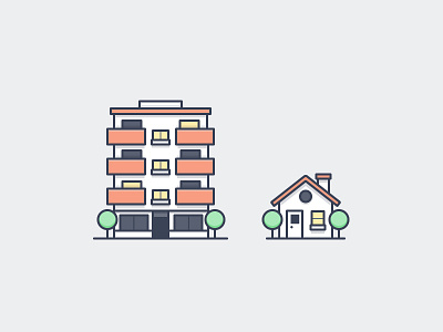 Housing Icons apartment building home house icon office tree vector