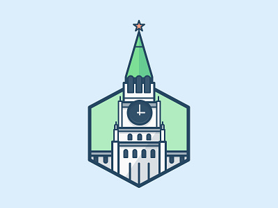 Spasskaya Tower clock daily challenge europe icon landmark russia vector