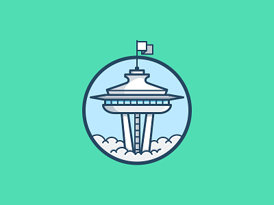 Space Needle building daily challenge icon landmark seattle vector