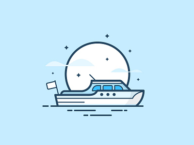 Craft Boat daily challenge icon lake moon ocean sea ship star vector water