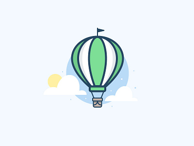 Hot Air Balloon 2 cloud daily challenge flag icon stars sun vector