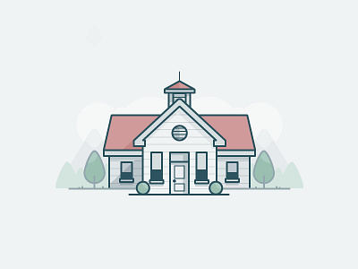 School House clouds daily challenge icon mountain tree vector