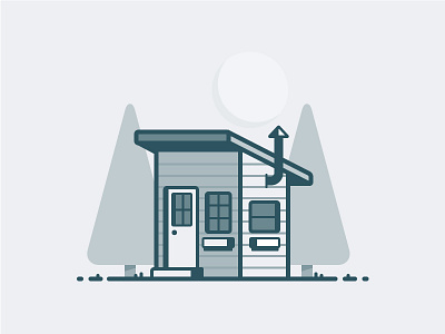 Tiny House building cloud daily challenge house icon sun tree vector