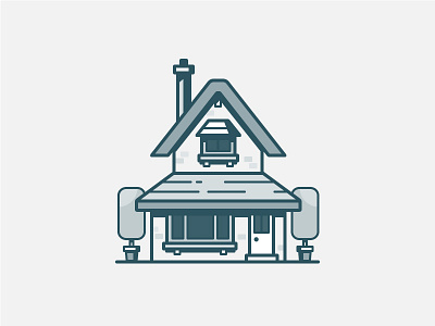 Cottage building daily challenge house icon tree vector