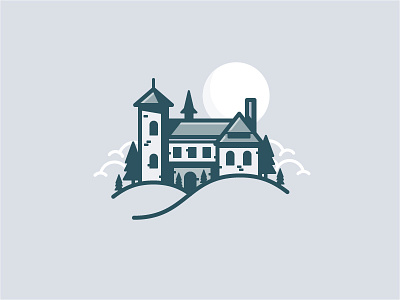 Castle Icon building clouds daily challenge icon moon tree vector