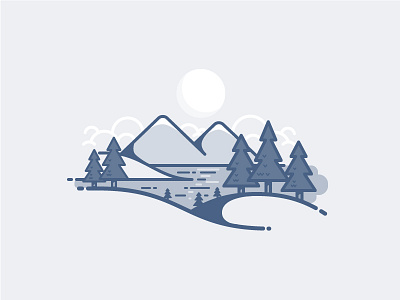 Landscape clouds daily challenge icon lake moon mountains tree vector