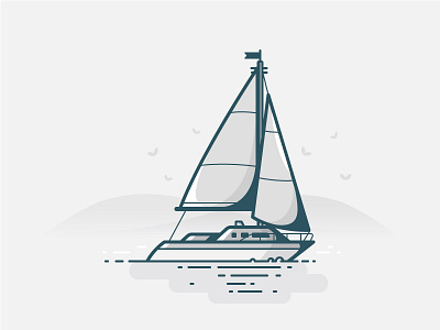 Sailboat birds boat clouds daily challenge icon lake ocean sea ship vector water