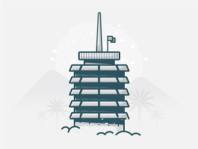 Capitol Records Building building california daily challenge icon los angeles palm tree vector
