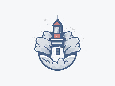 Wave bird building daily challenge icon lake lighthouse ocean sea vector water
