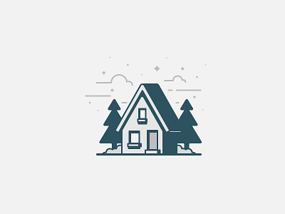 Ski Lodge building cloud daily challenge icon star tree vector