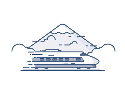 Bullet Train cloud icon illustration japan mountain vector