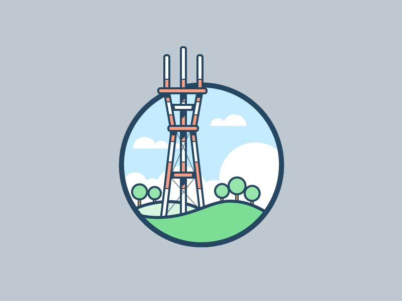 Sutro Tower sky cloud tree san francisco illustration icon vector