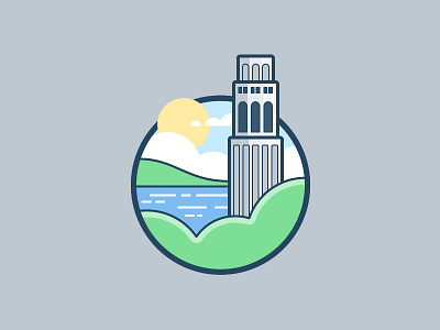 Coit Tower building cloud house icon illustration landmark ocean san franisco vector