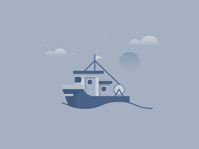 Fishing Boat cloud icon illustration moon ocean vector