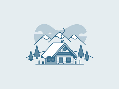 Cabin building house icon illustration mountain tree vector