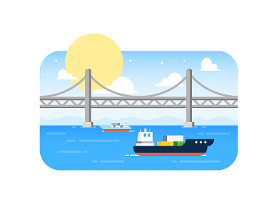 Bay Bridge icon illustration oakland ocean san francisco ship vector