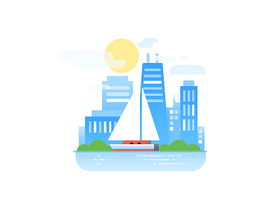 Home boat building chicago icon illustration lake sail vector